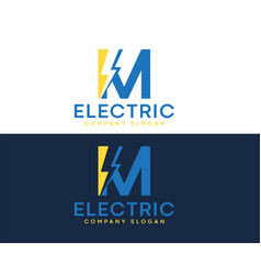 M Electric Letter Logo Design With Lighting