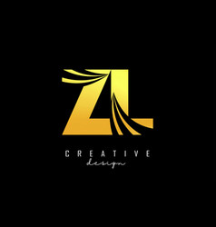 Creative Gold Letters Zl Z L Logo With Leading