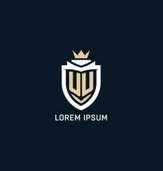 Initial Letter Uu Shield And Crown Logo Style