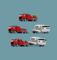 Set Of Towing Car Trucking Auto Transport