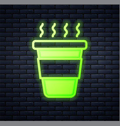 Glowing Neon Coffee Cup To Go Icon Isolated On