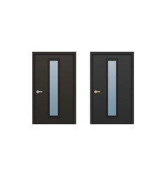 Realistic Entrance Door With Glass Insert Dark