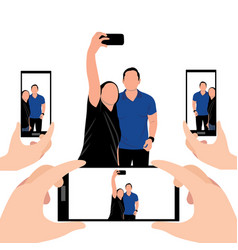 Selfie Of A Group People On Smartphone