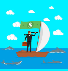 Businessman On A Sailing Boat