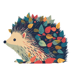 Cute Hedgehog In Autumn Forest Isolated