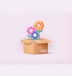 Flower Delivery Concept In Box 3d Web