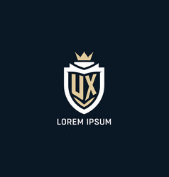 Initial Letter Ux Shield And Crown Logo Style