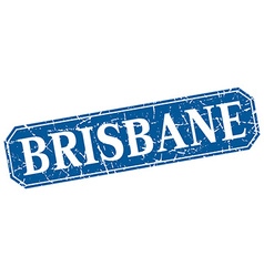 Brisbane Blue Square Grunge Retro Style Sign