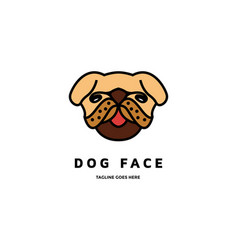 Colorful Cute Funny Pit Bull Dog Head Face Logo