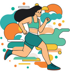 Fitness Girl Running And Exercising In Doodle