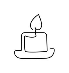 Hand Drawn One Line Burning Candle Logo