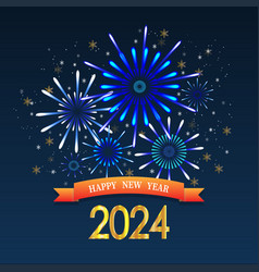 2024 Happy New Year Greeting Card With Fireworks