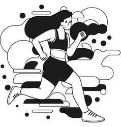 Fitness Girl Running And Exercising In Doodle