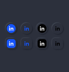 Neumorphic Linkedin Logo Black Neumorphism Buttons