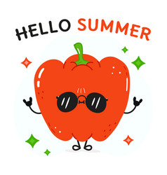 Red Bell Pepper Character Hello Summer Card