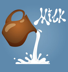 Clay jug full of milk icon cartoon style Vector Image