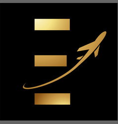 Glossy Gold And Black Futuristic Letter E Icon