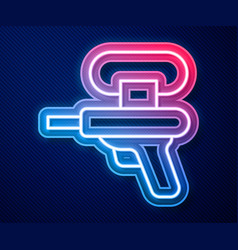 Glowing Neon Line Water Gun Icon Isolated On Blue