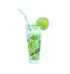 Watercolor Classical Mojito Cocktail