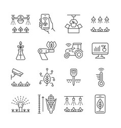 Smart Farming Line Icon Set