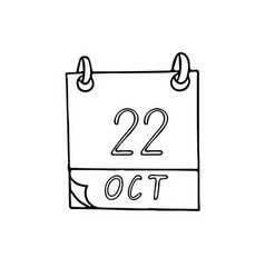 Calendar Hand Drawn In Doodle Style October 22