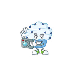 Vanilla Blue Cupcake Photographer Mascot Design