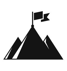 Victory Flag On Mountain Icon Simple Top