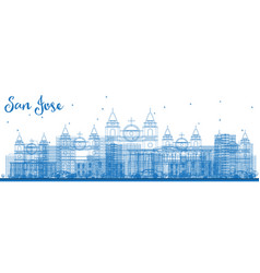 Outline San Jose Costa Rica Skyline With Blue