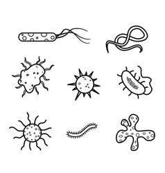 Set Of Bacteria And Microbes For Coloring