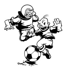 Cartoon Soccer Player Kicking The Ball Of A