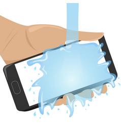 Flat Waterproof Phone In Man Hand Under The Water