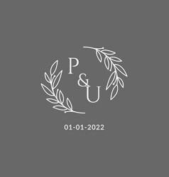 Initial Letter Pu Monogram Wedding Logo