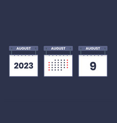 2023 Calendar Design August 9 Icon 9th August