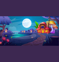 Night Village With Mushroom Houses