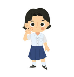 Thai Student Girl Cartoon Character In Cute