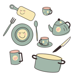 Set Of Hand Drawn Kitchen Items Icons