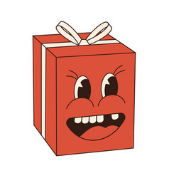 Gift Box Groovy Retro Icon Cartoon