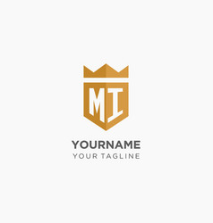 Monogram Mi Logo With Geometric Shield And Crown