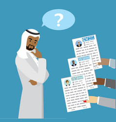 Arabic Businessman Makes A Choice Between Cv