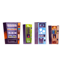 Cartoon Set Of Vending Machines On White