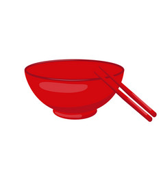 Empty Red Bowl With Chopsticks Shadow