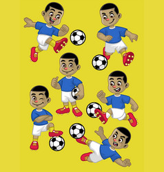 Set Cartoon Kid Soccer Player