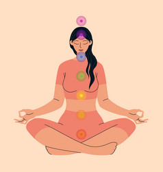 Seven Chakras Reiki Energy The Woman Is Sitting