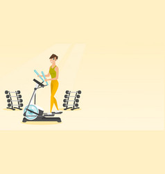 Woman Exercising On Elliptical Trainer