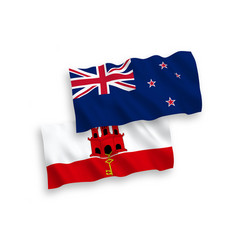 Flags Of New Zealand And Gibraltar On A White