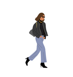 Modern Business Woman Walking In Casual Outfit