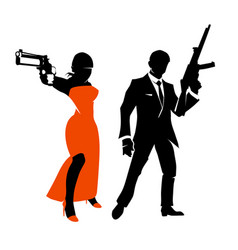 Silhouettes Of Spy Couple Characters