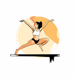 Sporty Woman Doing Yoga Exercise In Cartoon Style