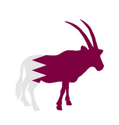 Qatar Flag Over Oryx Gazelle National Animal