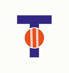 Cricket Logo On Letter T Concept Club